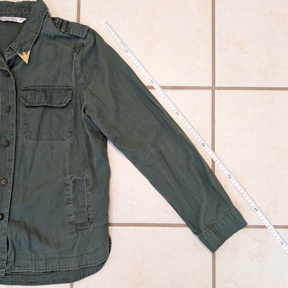 100% Cotton Vintage Y2K Bluenotes Size Large Army Button Down Shirt w Gold Metal - Picture 12 of 15